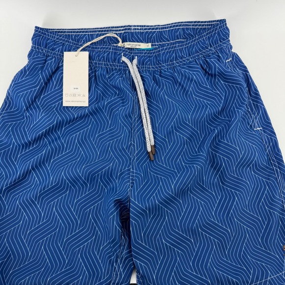 Retromarine New York Other - Retromarine Swim Trunks Men XL Blue‎ Geometric Wave Print Anchor Logo NWT $155